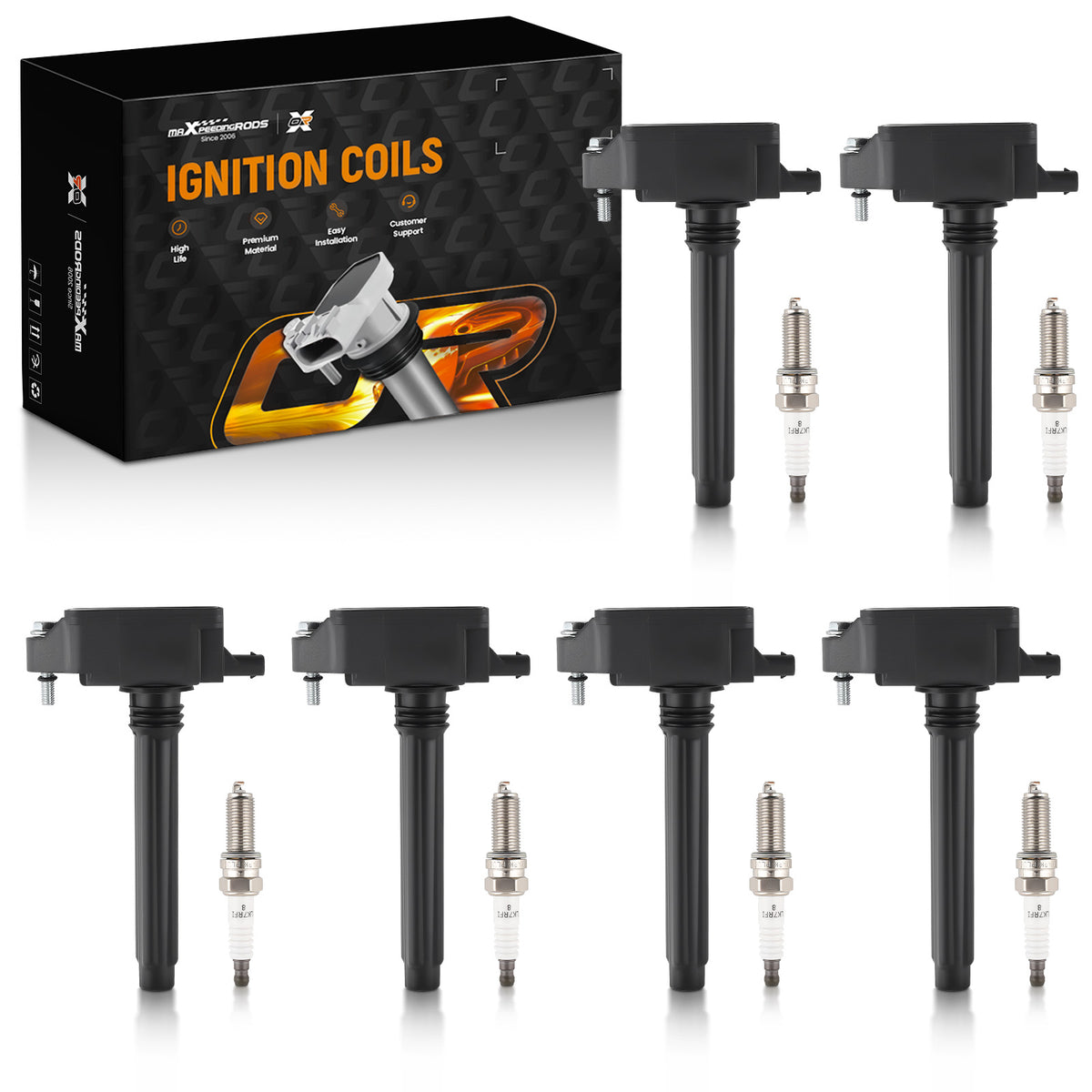 6X Ignition Coil + 6X Spark Plugs compatible For Chrysler Dodge Ram 1500 compatible For Jeep Grand UF807