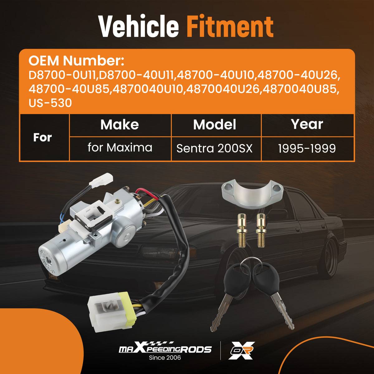 D8700-40U11 Ignition Lock Cylinder and Switch with 2Keys compatible For Nissan Maxima 95-99