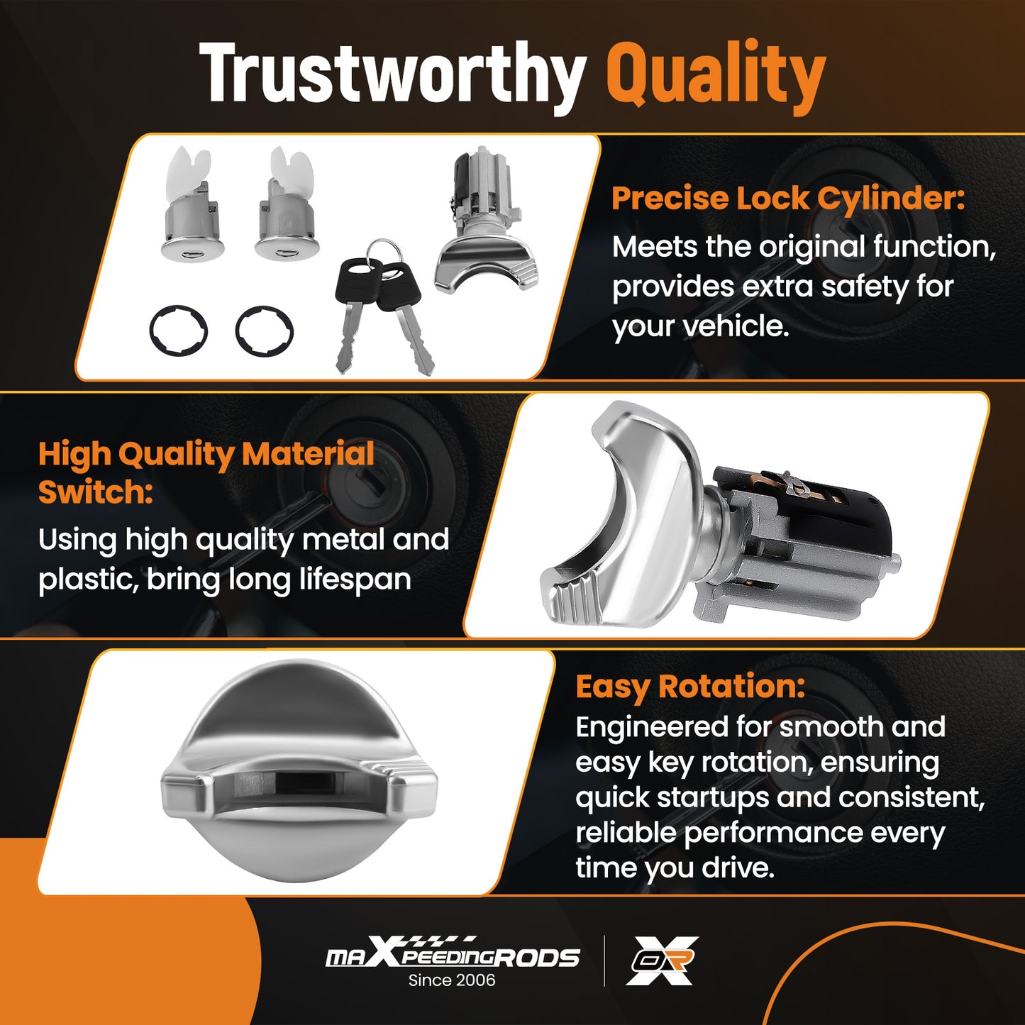 IGNITIONDOOR LOCK CYLINDER SET FOR BRONCO compatible for F-150 F-250 F-350 92-96 KEYED ALIKE