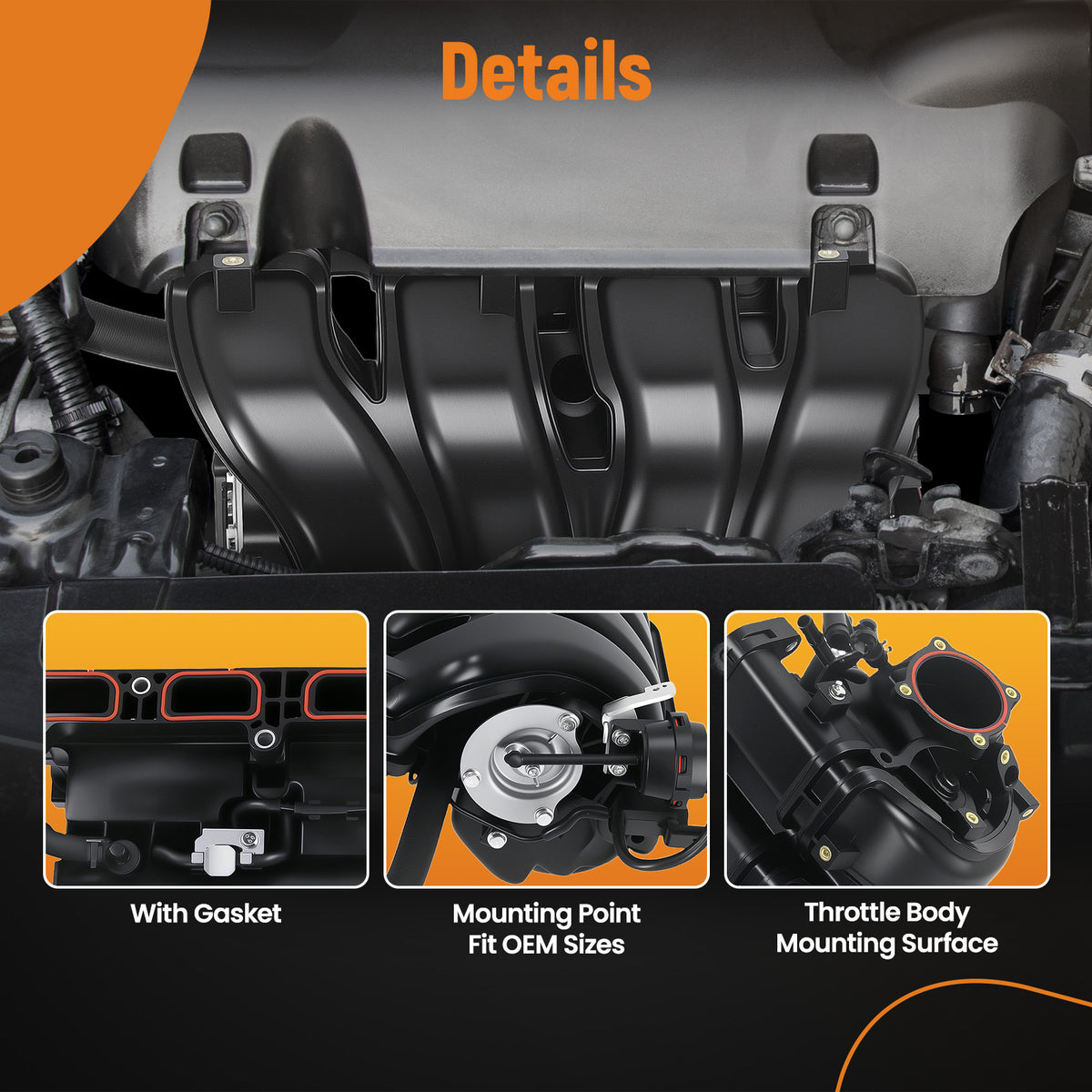 Inlet Intake Manifold w/ Gasket compatible For Hyundai Sonata Tucson compatible For Kia Optima Sorento 2.4