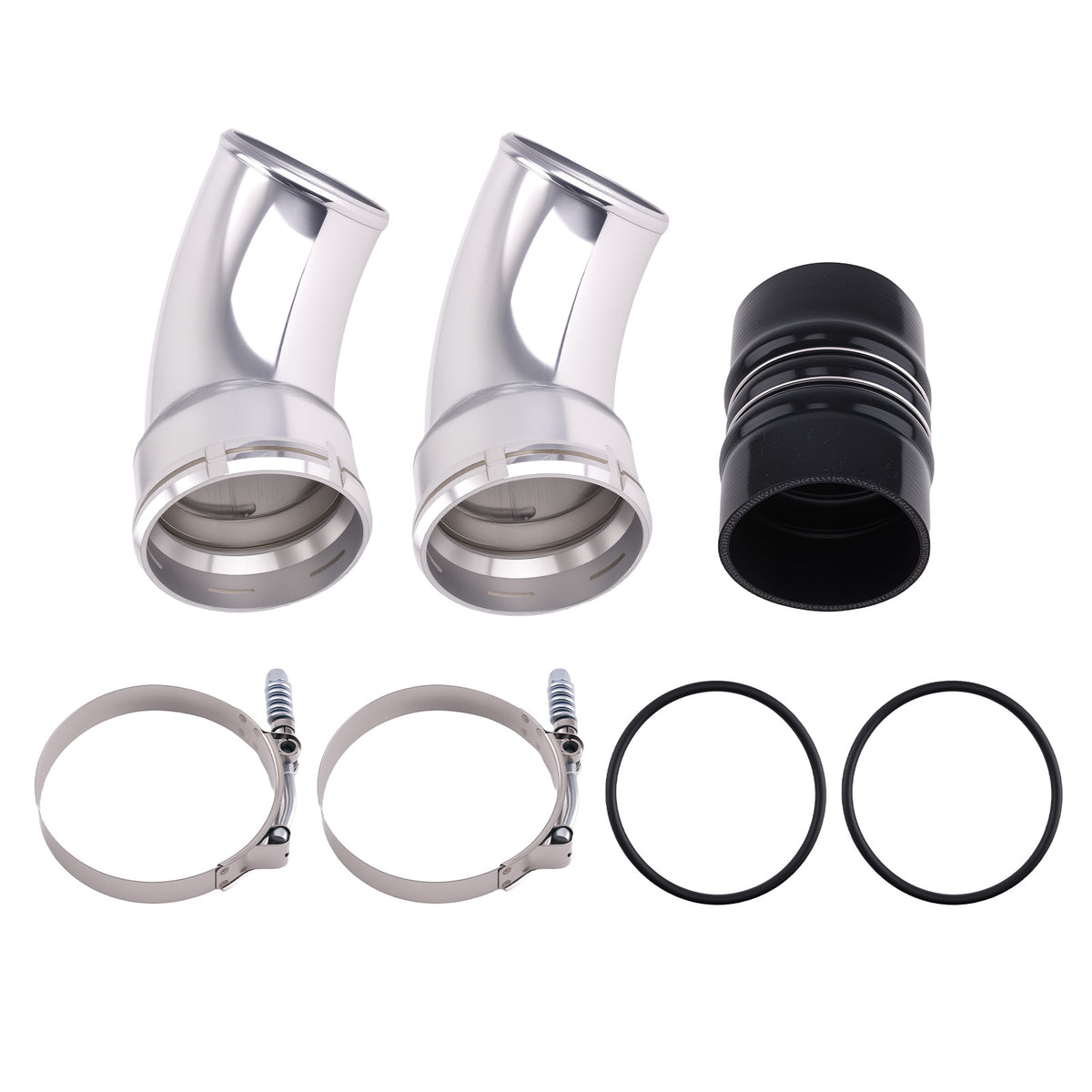 Intercooler Pipe Boot Kit For 06-10 compatible For Chevy Silverado 2500 HD/3500 HD Aluminum
