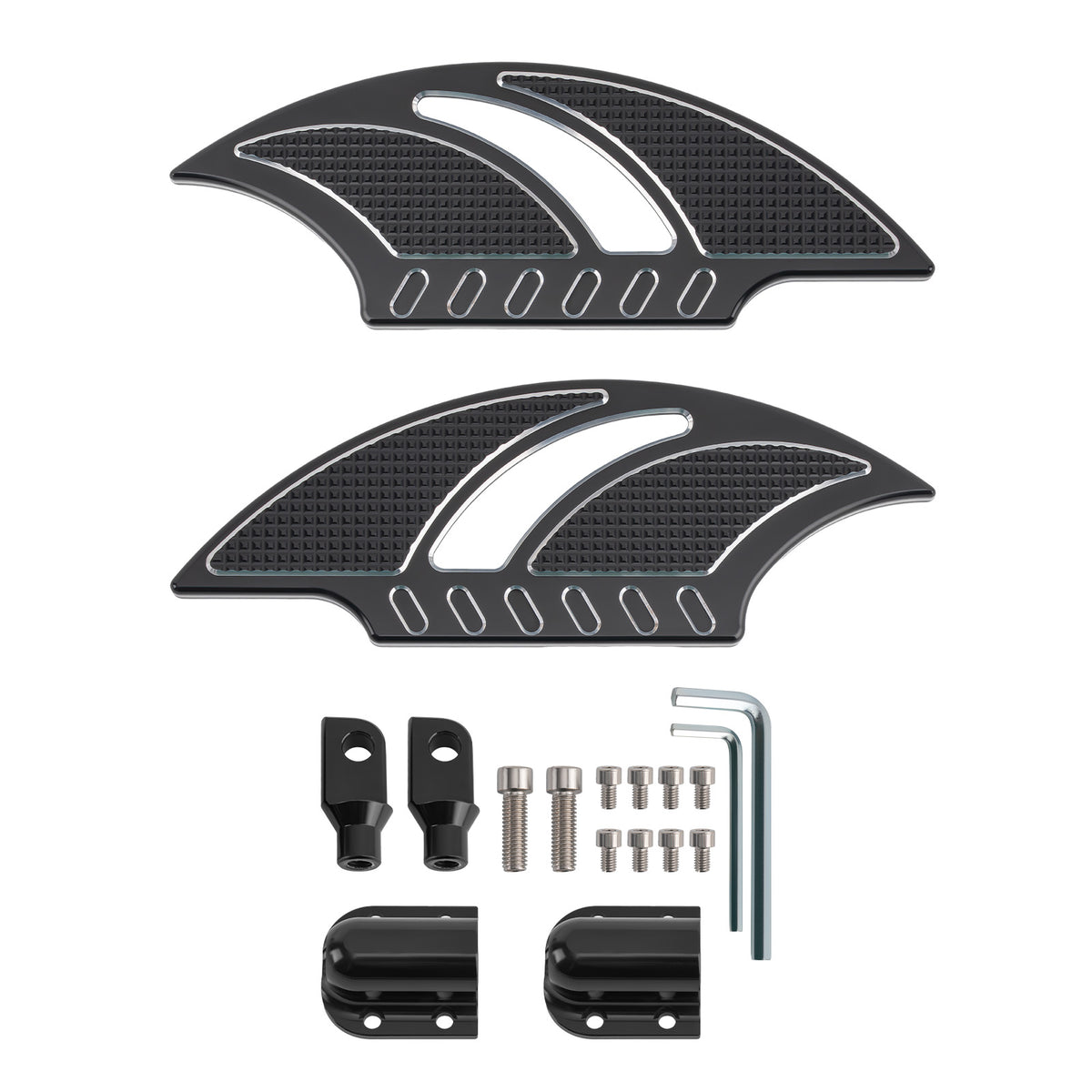 Motorcycle Floorboards Rear Passenger Foot Pegs Pedals + Brackets  Mounting Kit