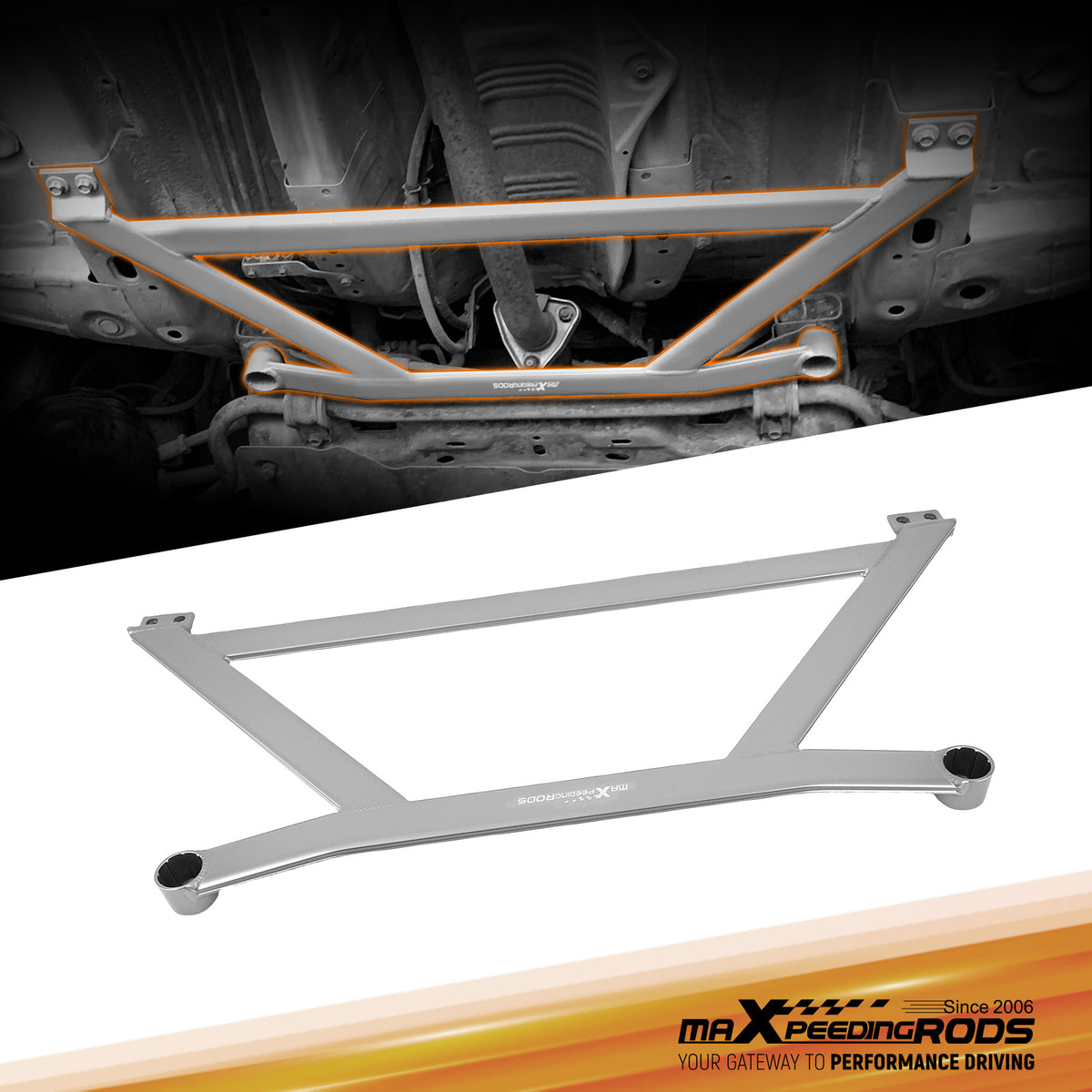 Aluminum Front Lower Brace compatible For Honda Civic 2 Door4 Door All Trims 2006-2011