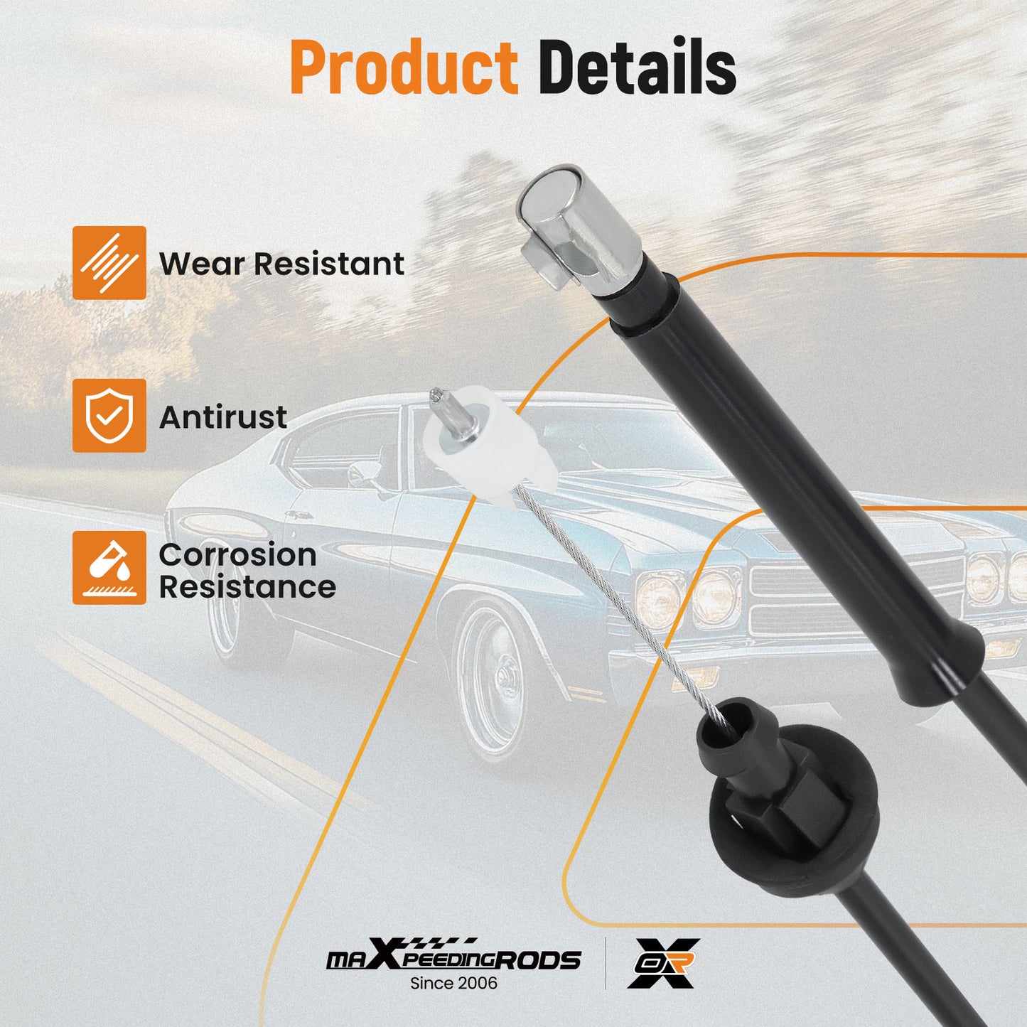 Throttle Cable compatible for Chevrolet Chevelle 1968-72 compatible for Camaro 1970-73 compatible for Monte Carlo 1970-72