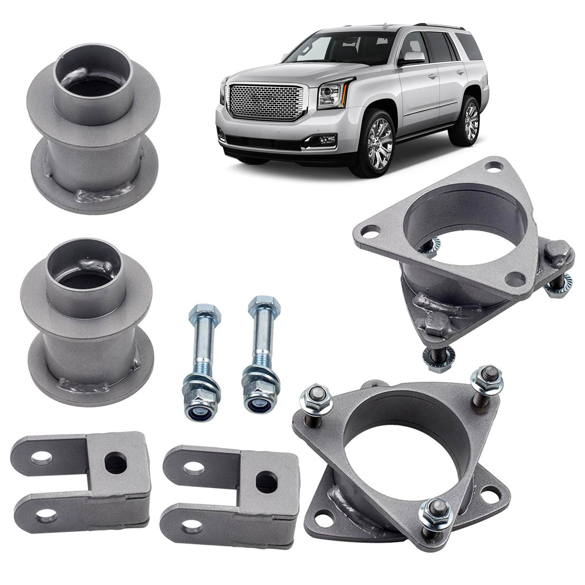 2 Front Rear 3 Lift Kit Spacer Compatible For Chevy Suburban 1500 compatible For Tahoe 6-Lug 2008-16