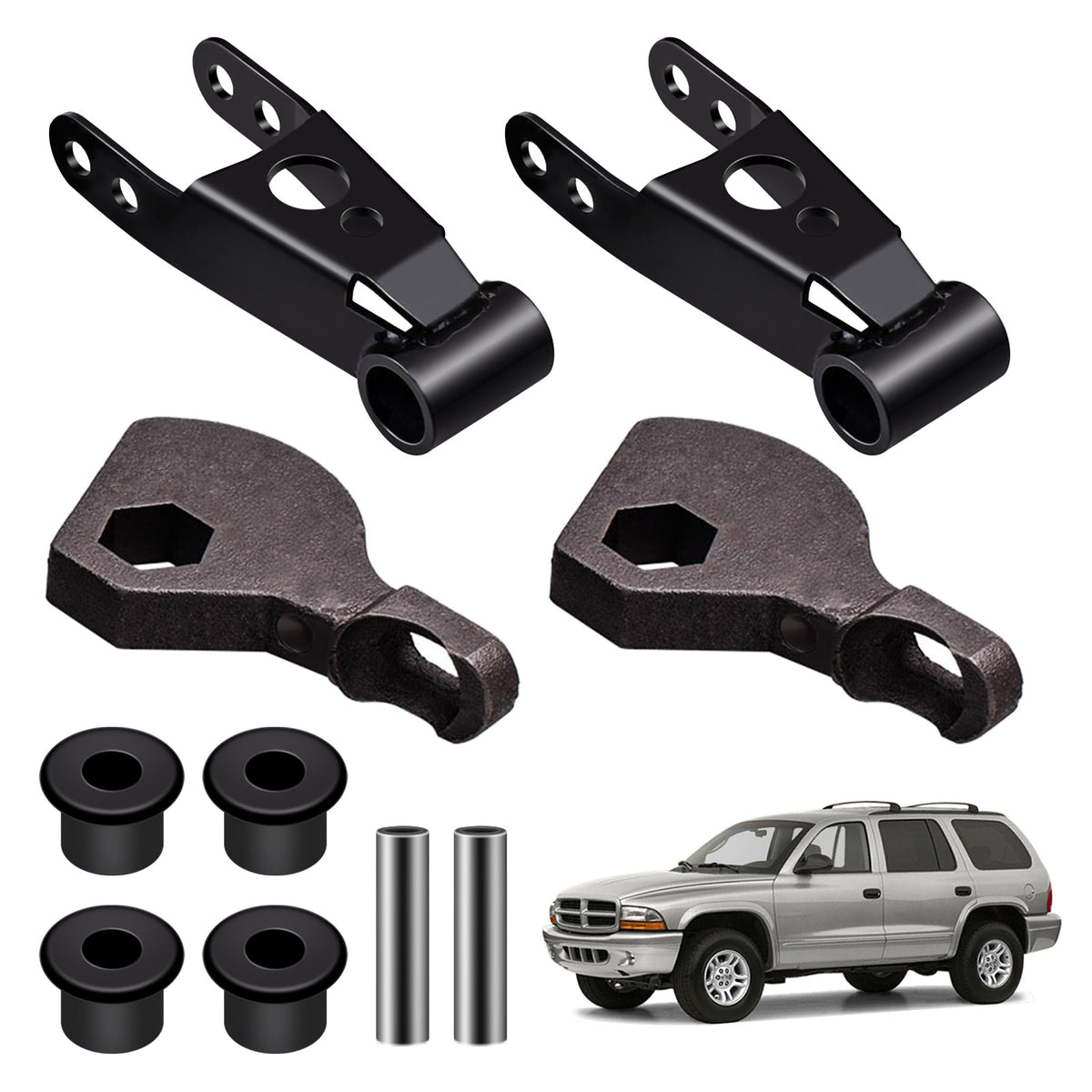 Front Rear Lift Kit Torsion Keys Shackles 3-2 inch Compatible For FITS compatible For DODGE DURANGO 4X4 1998-2003
