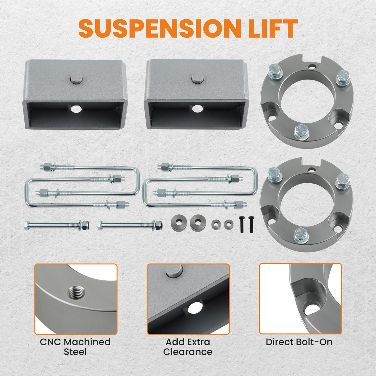 3 Front 3 Rear Full Leveling Lift Kit compatible For Toyota Tacoma 2005-2023 6-Lug