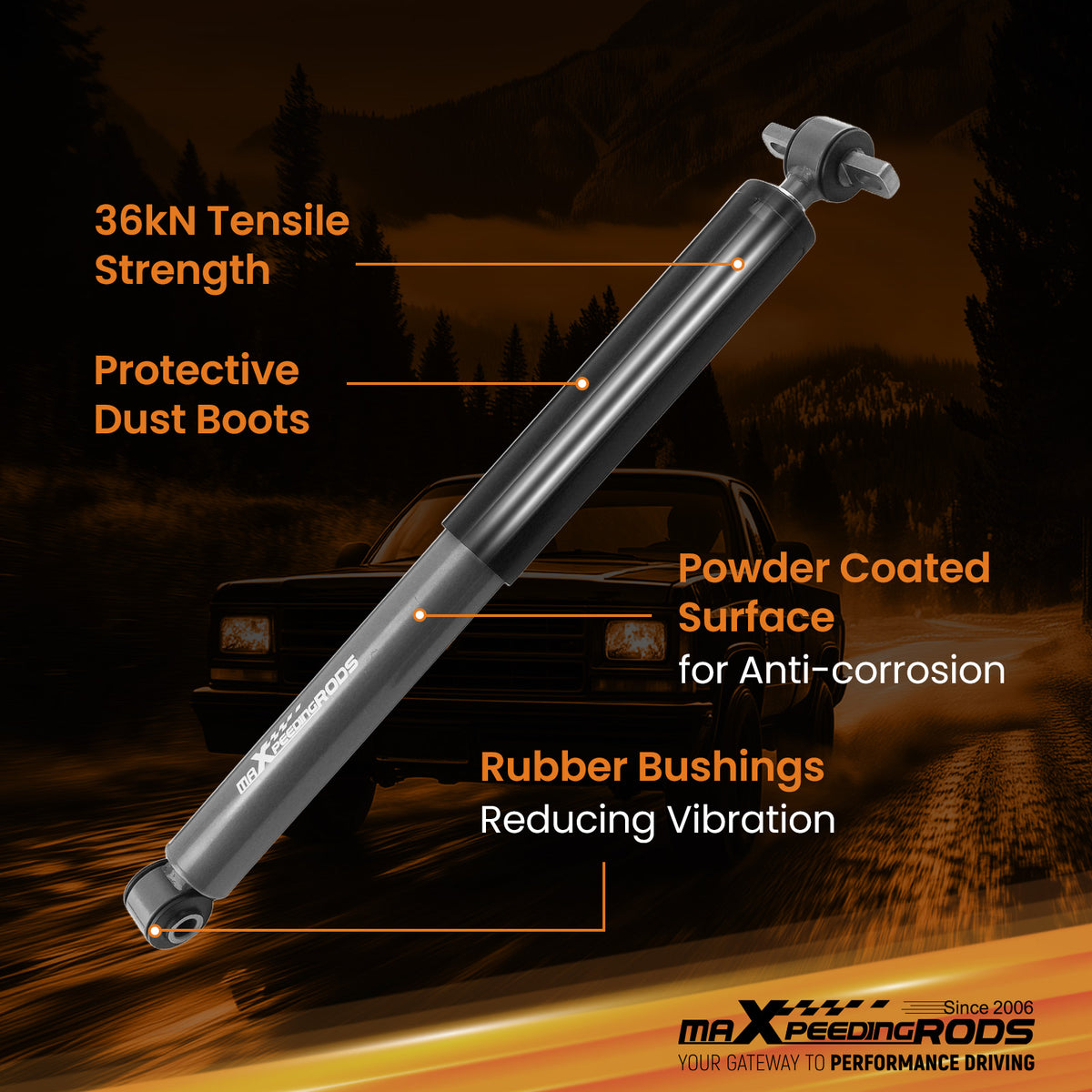 Rear 0-3 Drop Shocks compatible For Chevy S10 compatible For GMC S15 Sonoma RWD 1982-2004 Pair