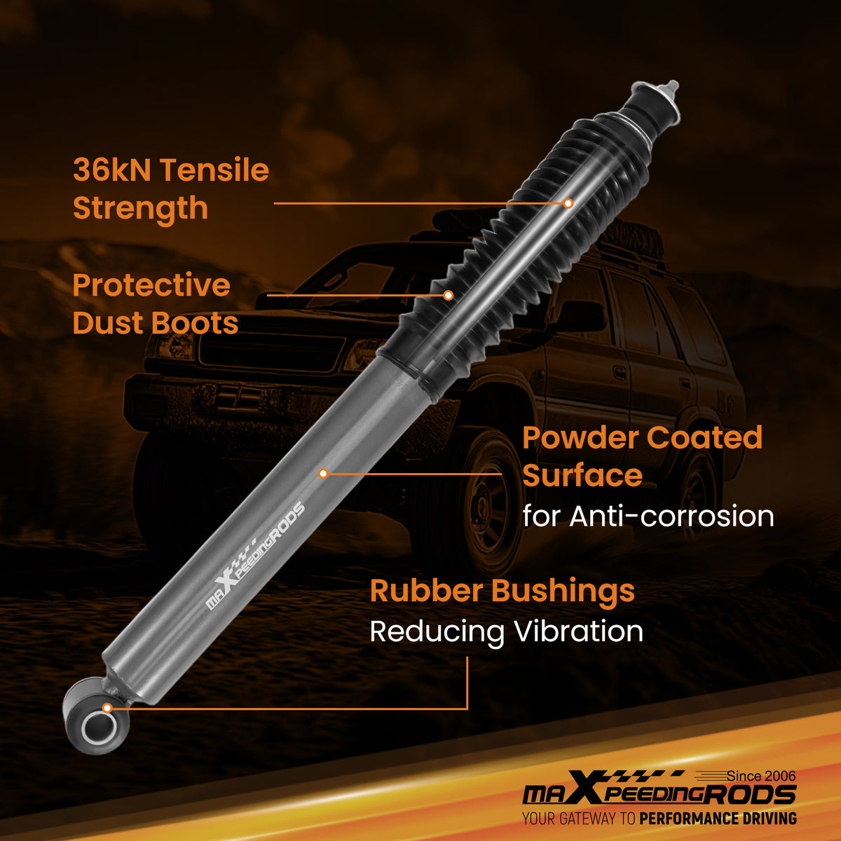 Lift Shock Absorber Rear compatible For Toyota 4Runner 1990-2002 2WD 4WD 35mm Piston