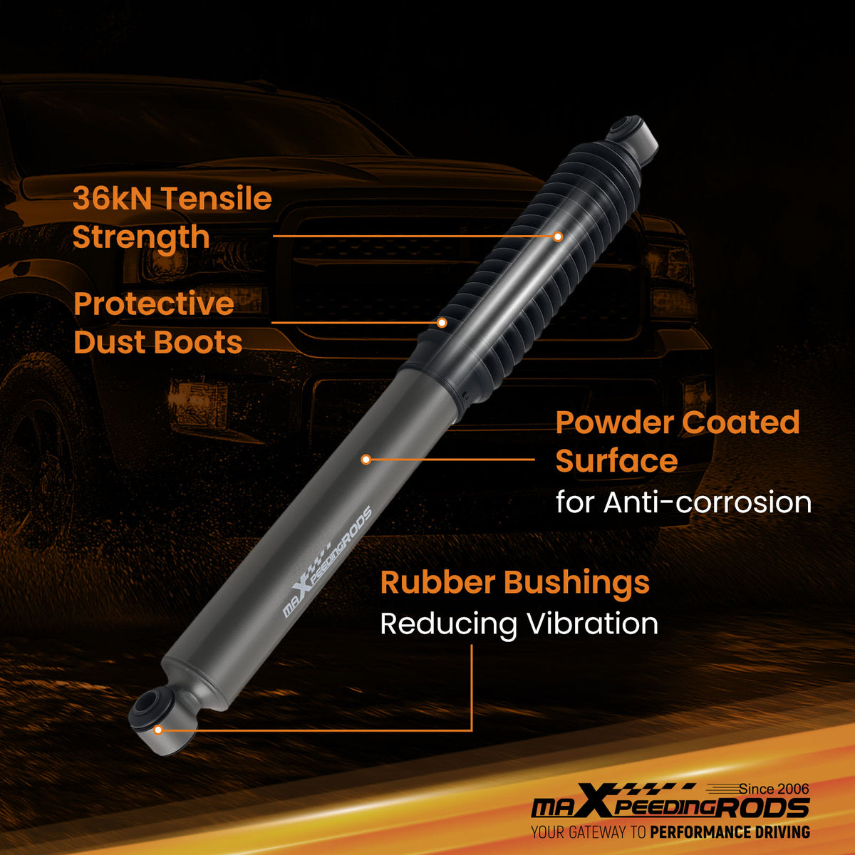 Rear Lift Shock compatible For Chevy Tahoe GMC Yukon/XL 2007-2020  0-2.5 Dust Cover Pair