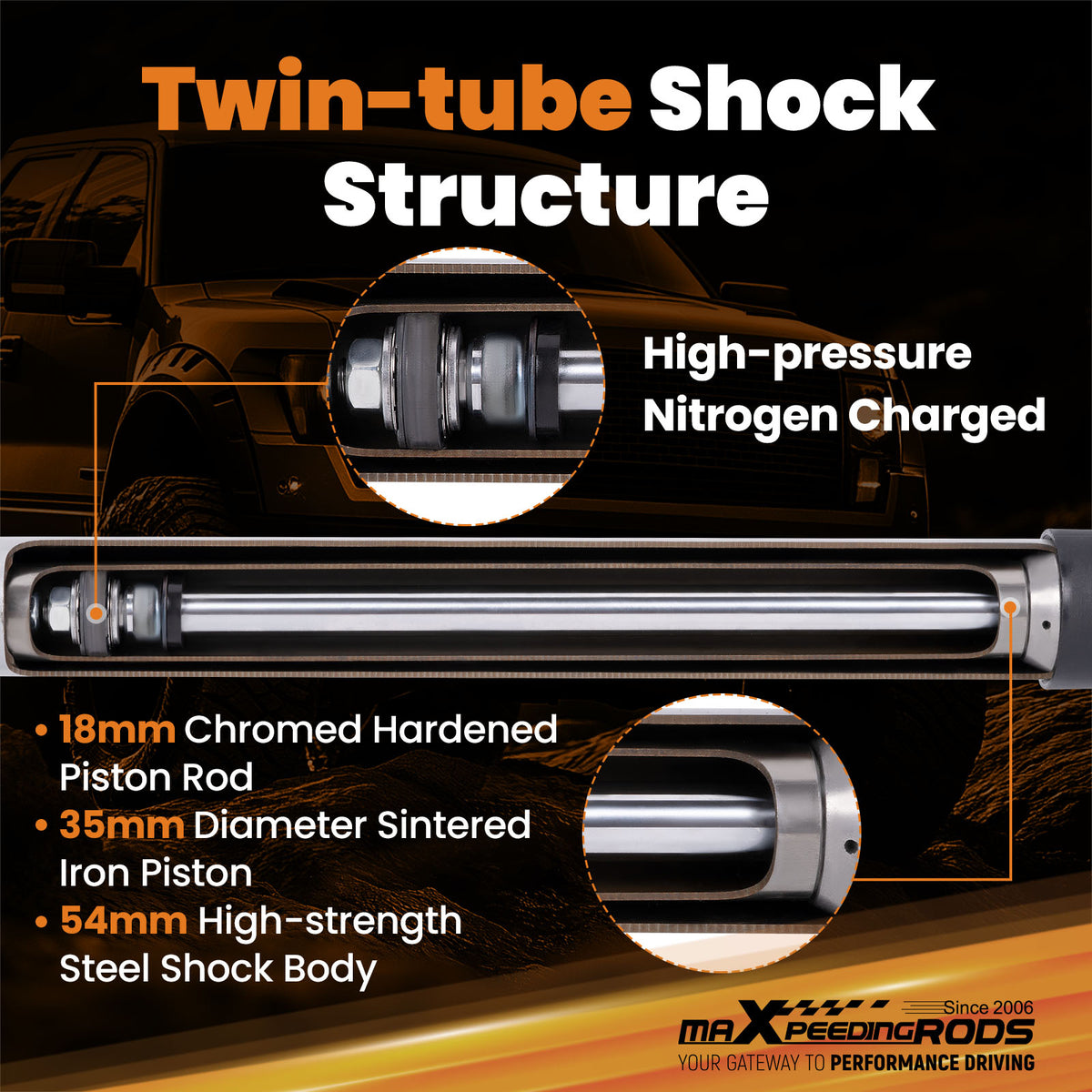 Front Lifted Shocks 0-3 compatible For Chevy Silverado GMC Sierra 2500 3500 HD 2011-2025