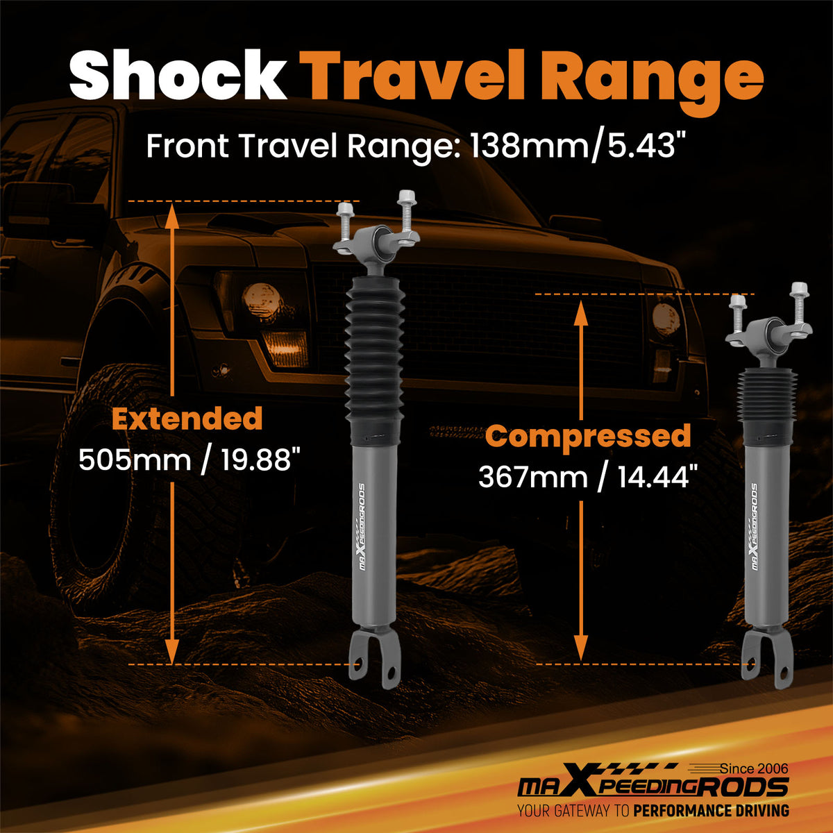 Front Lifted Shocks 0-3 compatible For Chevy Silverado GMC Sierra 2500 3500 HD 2011-2025