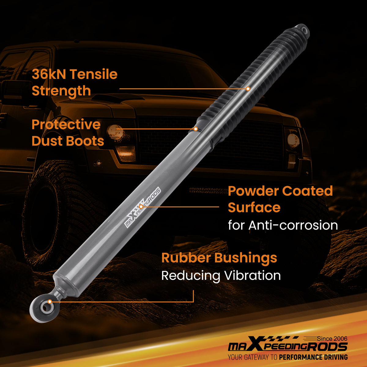 4-7.5 Rear Lift Shock Absorbers compatible For Ford F-150 2WD 4WD 2009-24 Nitrogen Charged