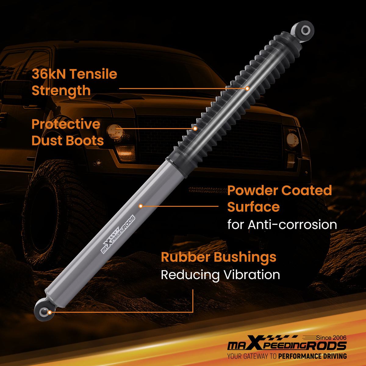 0-3.5 Rear Shock compatible For Ford F-150 2009-2024 Lift Shock twin-tube shock