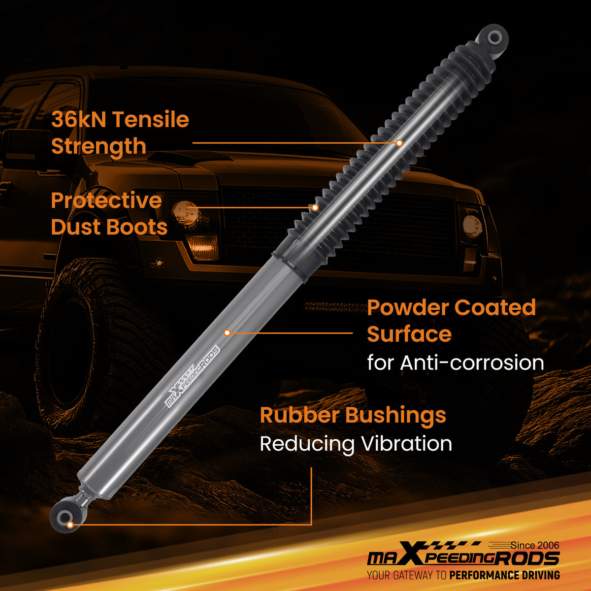 4-7.5 Lift Rear Shock Absorbers compatible For Ford F-150 2009-2025 High Durability