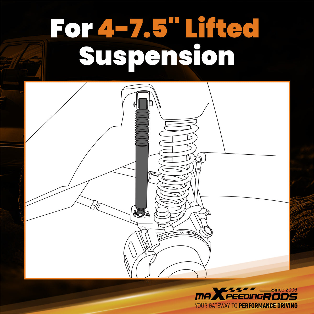4-7.5 Lift Rear Shock Absorbers compatible For Ford F-150 2009-2025 High Durability