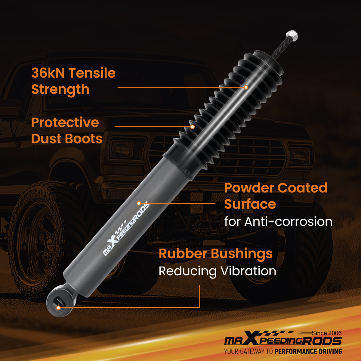 2x Front Lift Shock Absorber compatible For Ford F-150 1997-2003 2WD 3-4.5 Lift