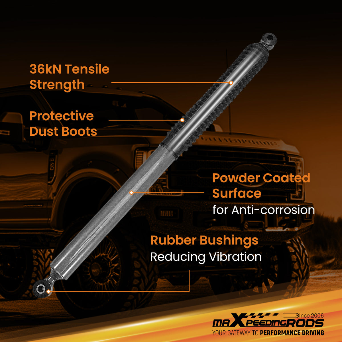 4WD Heavy Duty Shock compatible For Ford F-250 F-350 Super Duty 2017-2025 0-4.5 Lift