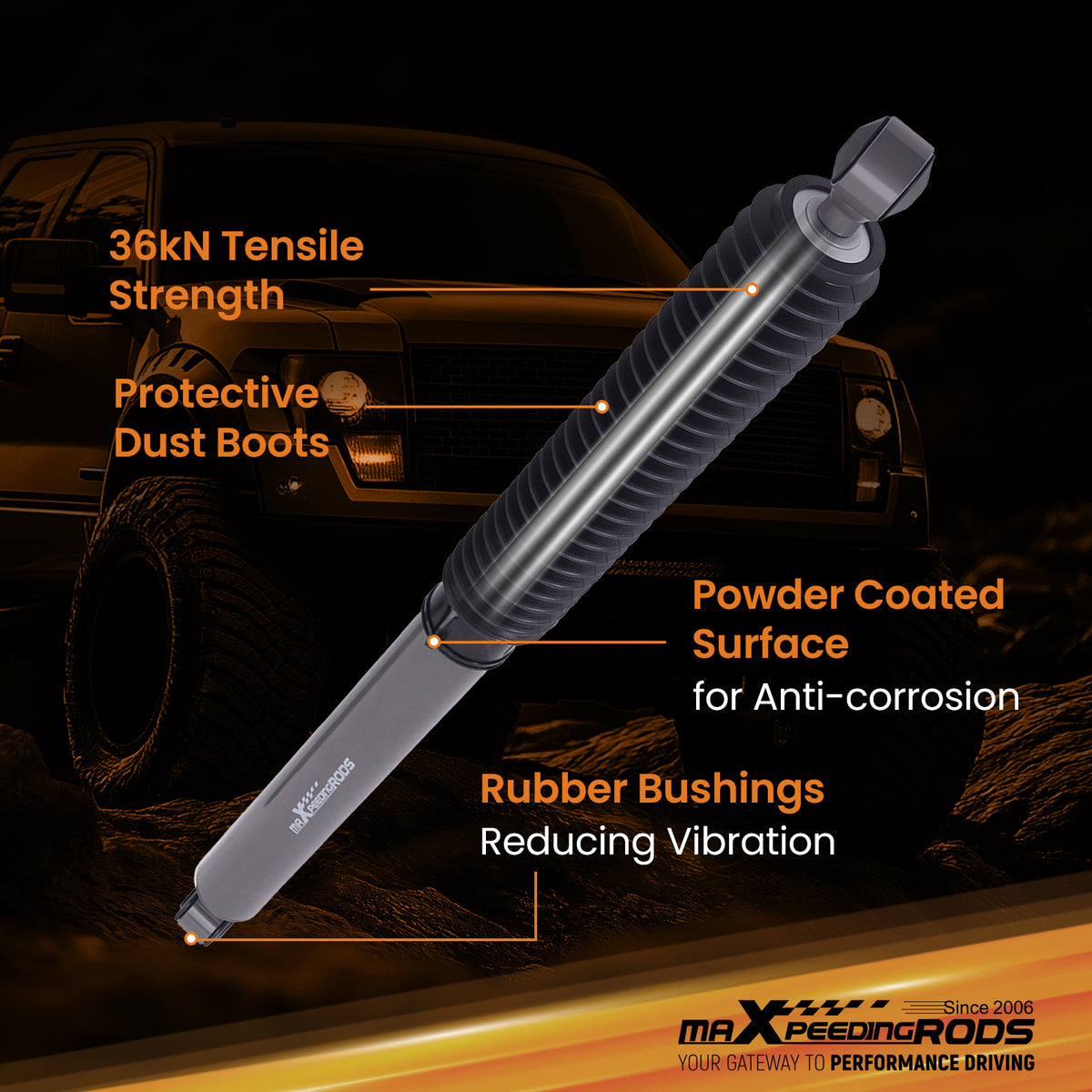 Front 7-8 Lift Shock Absorber compatible For Ford F-250 F-350 1999-2004 4WD Steel