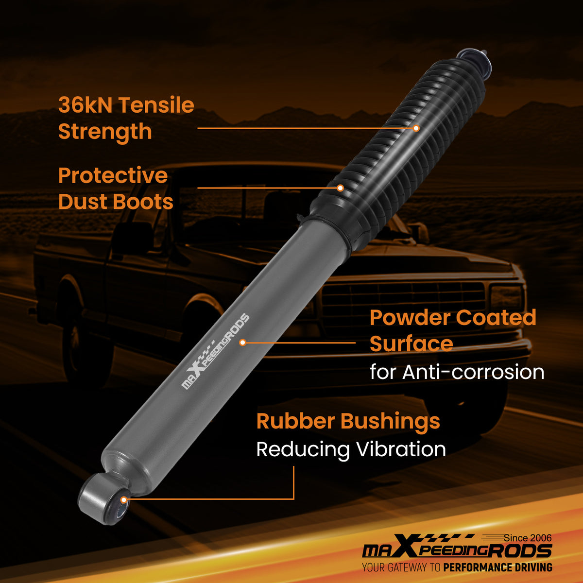 Heavy Duty Rear Lift Shocks compatible For Ford F-150 compatible For Lightning RWD 99-03 2.5-4.5