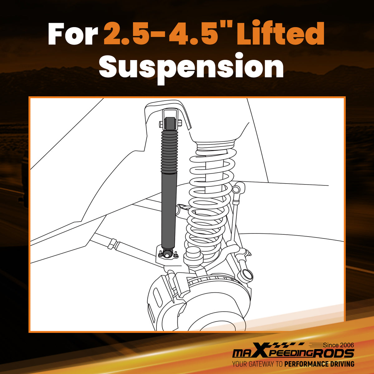 Heavy Duty Rear Lift Shocks compatible For Ford F-150 compatible For Lightning RWD 99-03 2.5-4.5