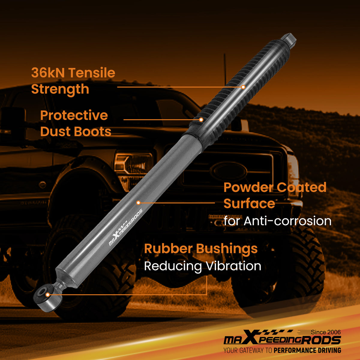 4WD Gas Lift Shock compatible For Ford F-250 F-350 Super Duty 1999-2016 5-7.5 Rear Height