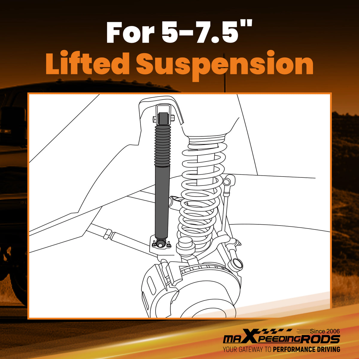 4WD Gas Lift Shock compatible For Ford F-250 F-350 Super Duty 1999-2016 5-7.5 Rear Height