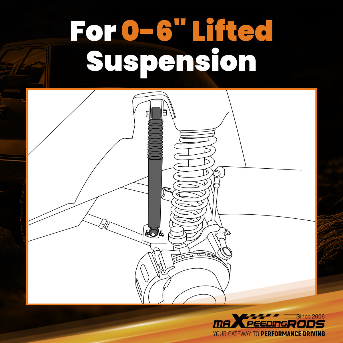 Off Road Rear Shock Set compatible For Ford F-150 4WD AWD 2004-2008 6 inch Lift Compatible