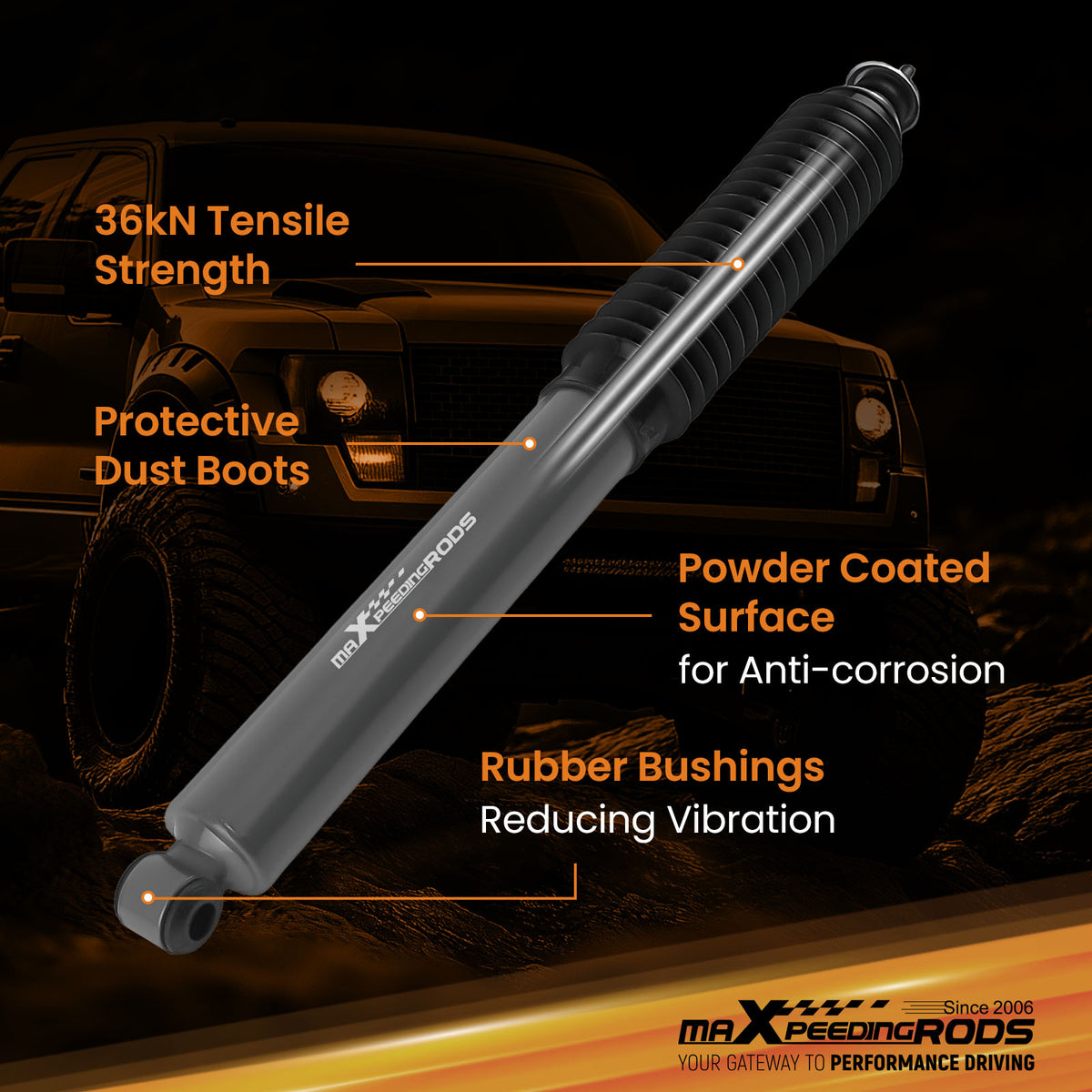 Stock Ride Height Front Shocks compatible For Jeep Wrangler JK 2007-2017 4WD/RWD