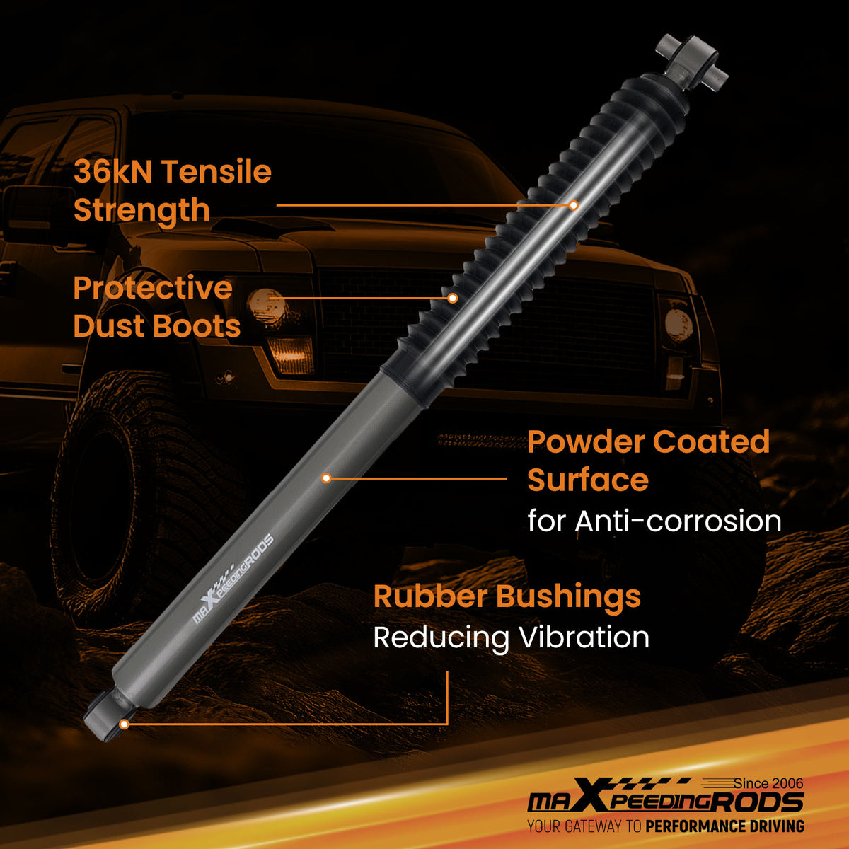 4WD Rear Shock Absorbers compatible For Jeep Wrangler JL 2018-2023 1.5-3.5 Lift