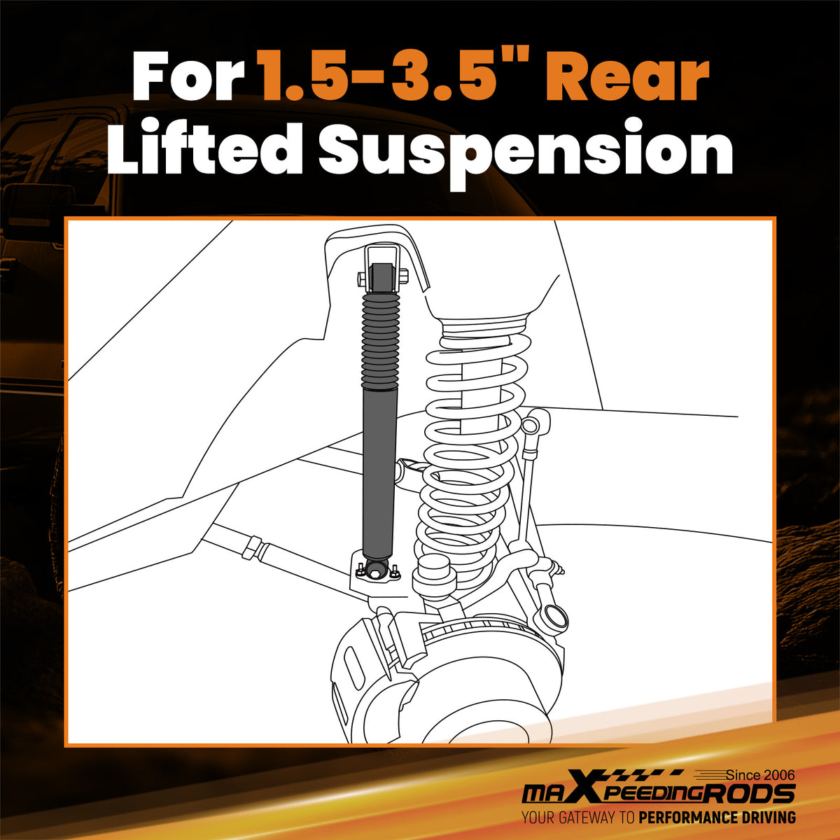 4WD Rear Shock Absorbers compatible For Jeep Wrangler JL 2018-2023 1.5-3.5 Lift