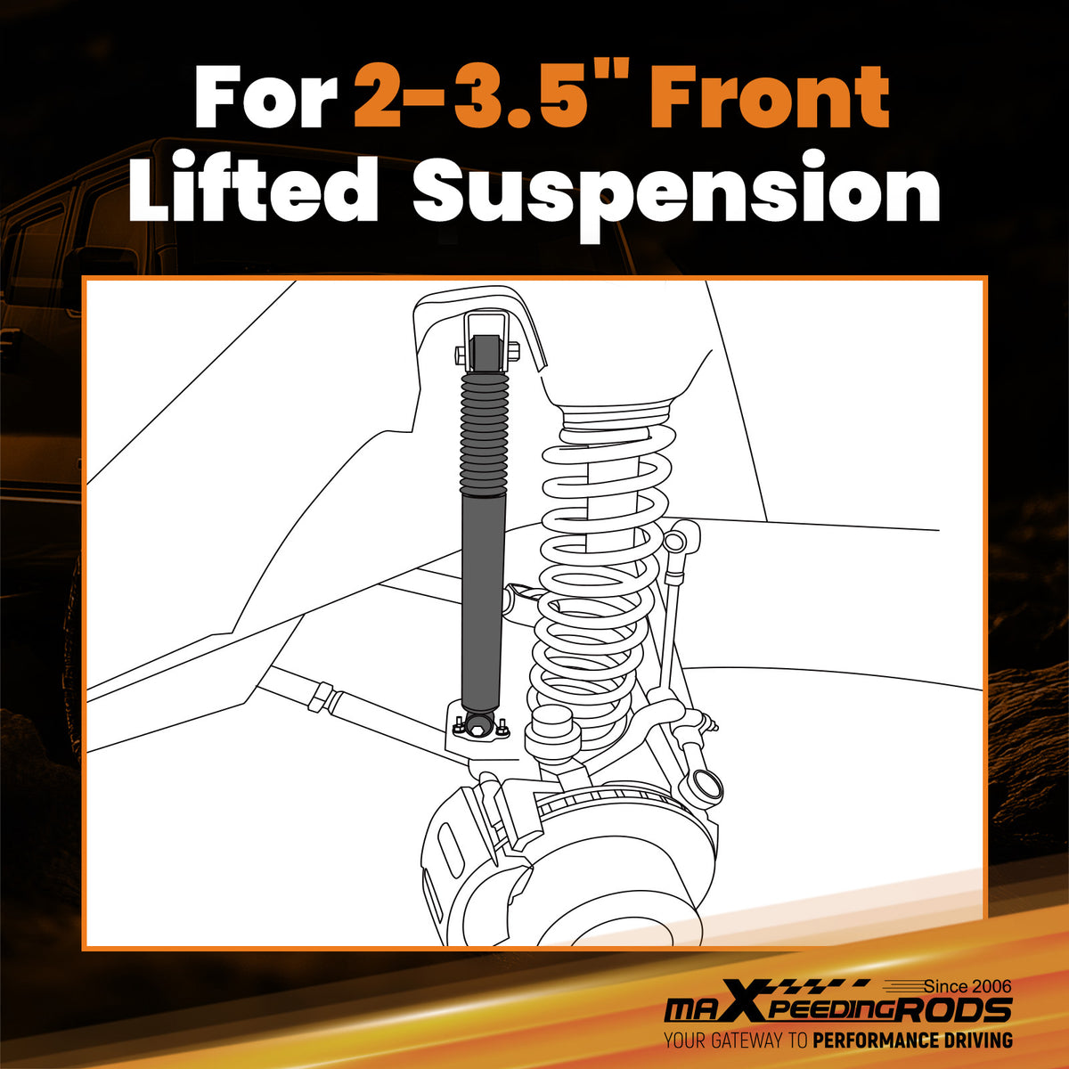 2-3.5 Front Lift Shock compatible For Jeep Wrangler JL 2018-2025 710mm Gas Charged