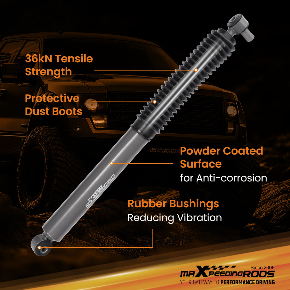 0-1.5 Lift Front Shock Absorbers compatible For Jeep Wrangler 4WD 2008-2024 Pair