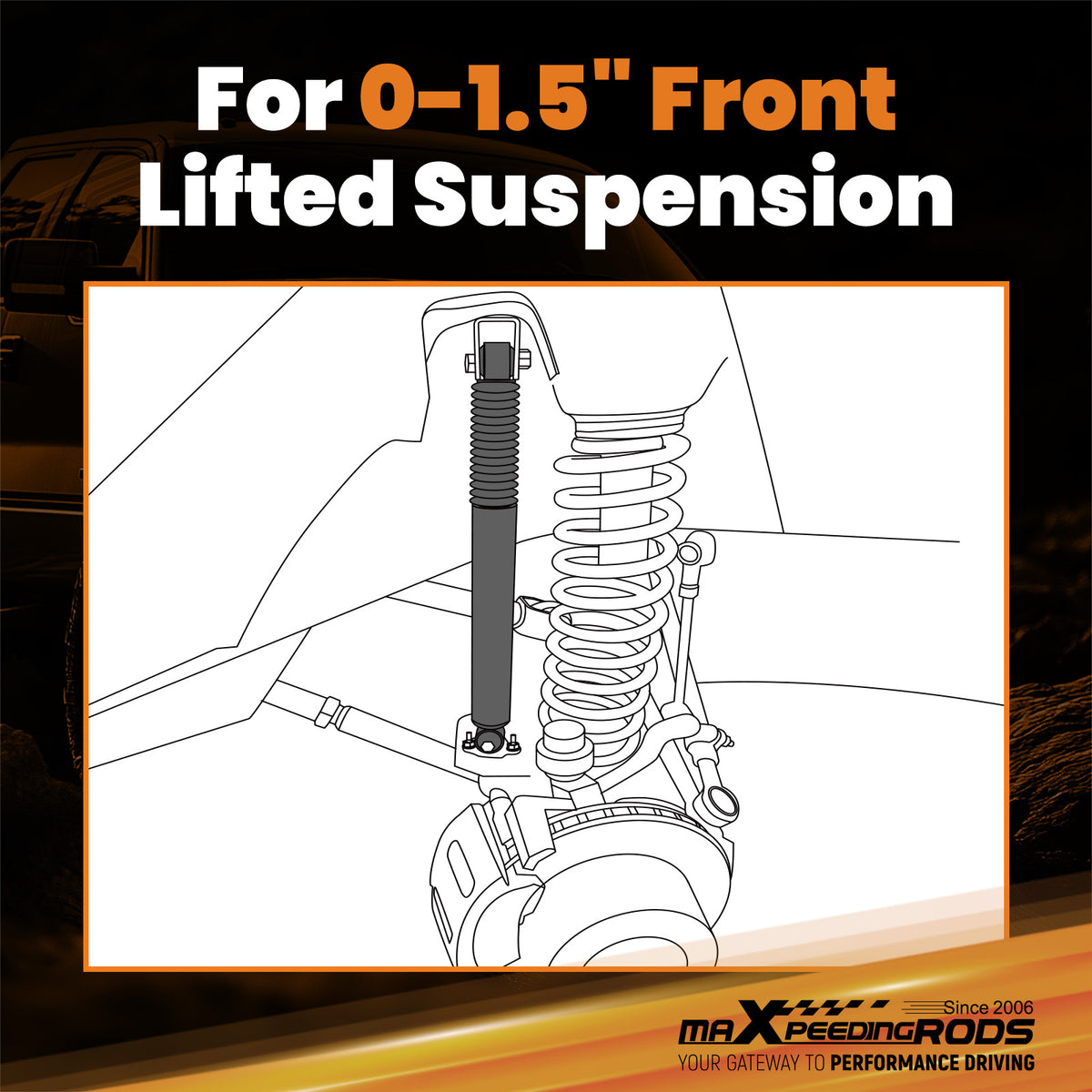 0-1.5 Lift Front Shock Absorbers compatible For Jeep Wrangler 4WD 2008-2024 Pair