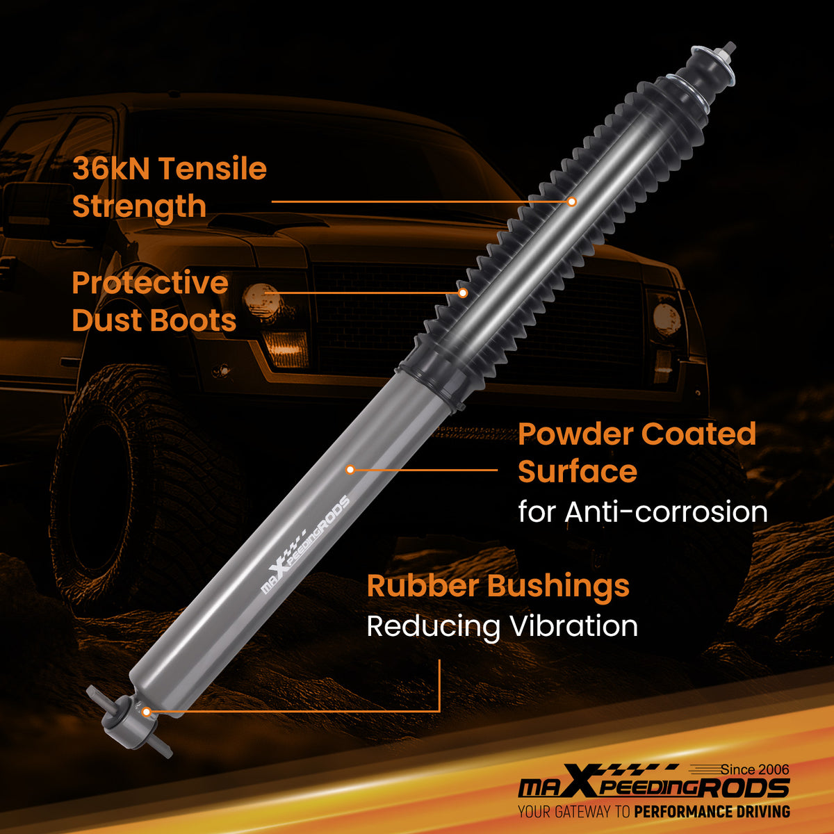 2-4.5inch Lift Rear Shock Absorbers compatible For Chevy/GMC S10/S15 Blazer/Jimmy 82-2005