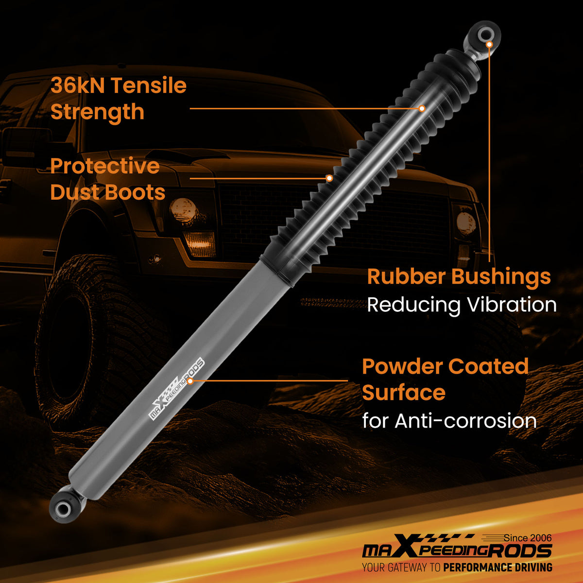 2.5-6 inch Rear Shock Absorbers compatible For Chevy Silverado GMC Sierra 1500 1999-2006