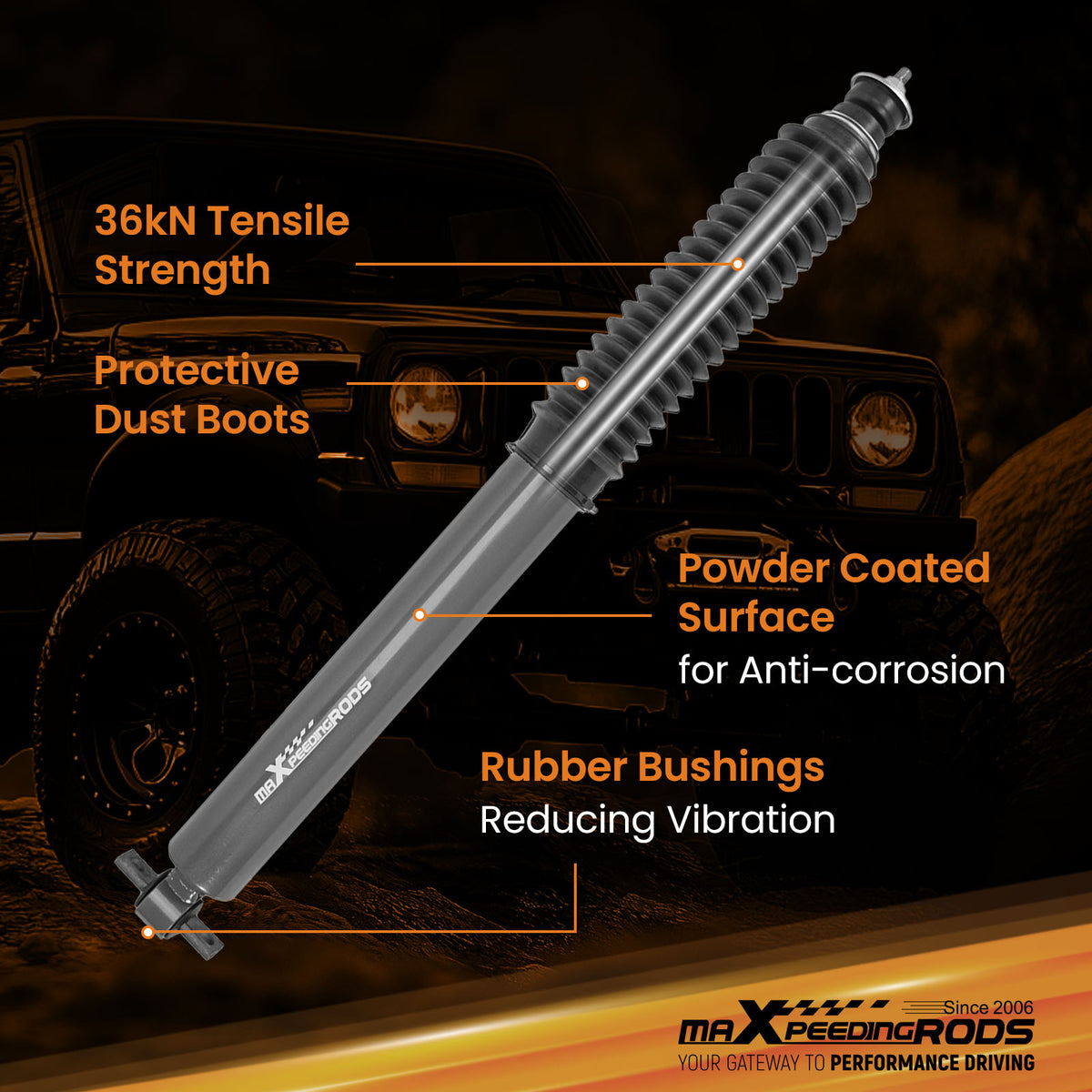 Front Shock Absorbers Fit 0.5-3 Lift compatible For Jeep Comanche MJ 2WD 4WD 1986-92