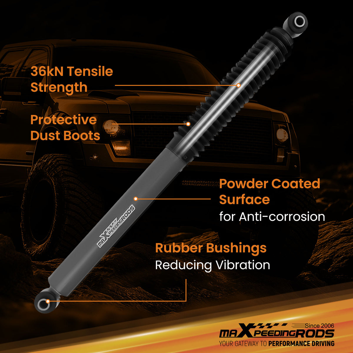 2x Rear Shock Absorbers compatible For Nissan Titan 4WD 2004-2024 0-2.5 inch Lift Kit