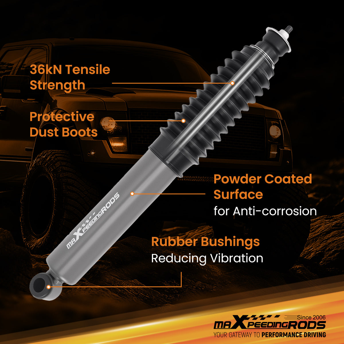 Front Lift Shock compatible For Ford Ranger 1983-1997 1.5-2 Lift 490mm Extended 4WD