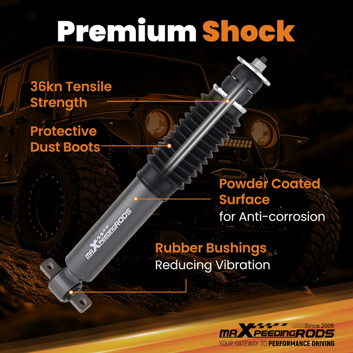 Front Shock Absorbers compatible For Ram 1500 2WD 2010-2018 Fit 0-2 Lift Kit