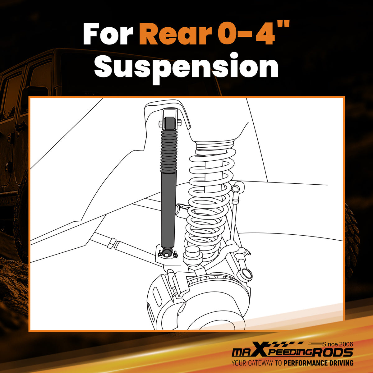 0-4Lift Rear Shock Absorbers compatible For Ram 2500 2WD/4WD 14-2025 Powder coated