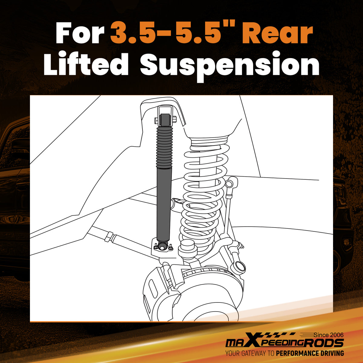 Gas Charged Lift Shock compatible For Ram 1500 4WD 2009-2024 Rear 3.5-5.5 Pair