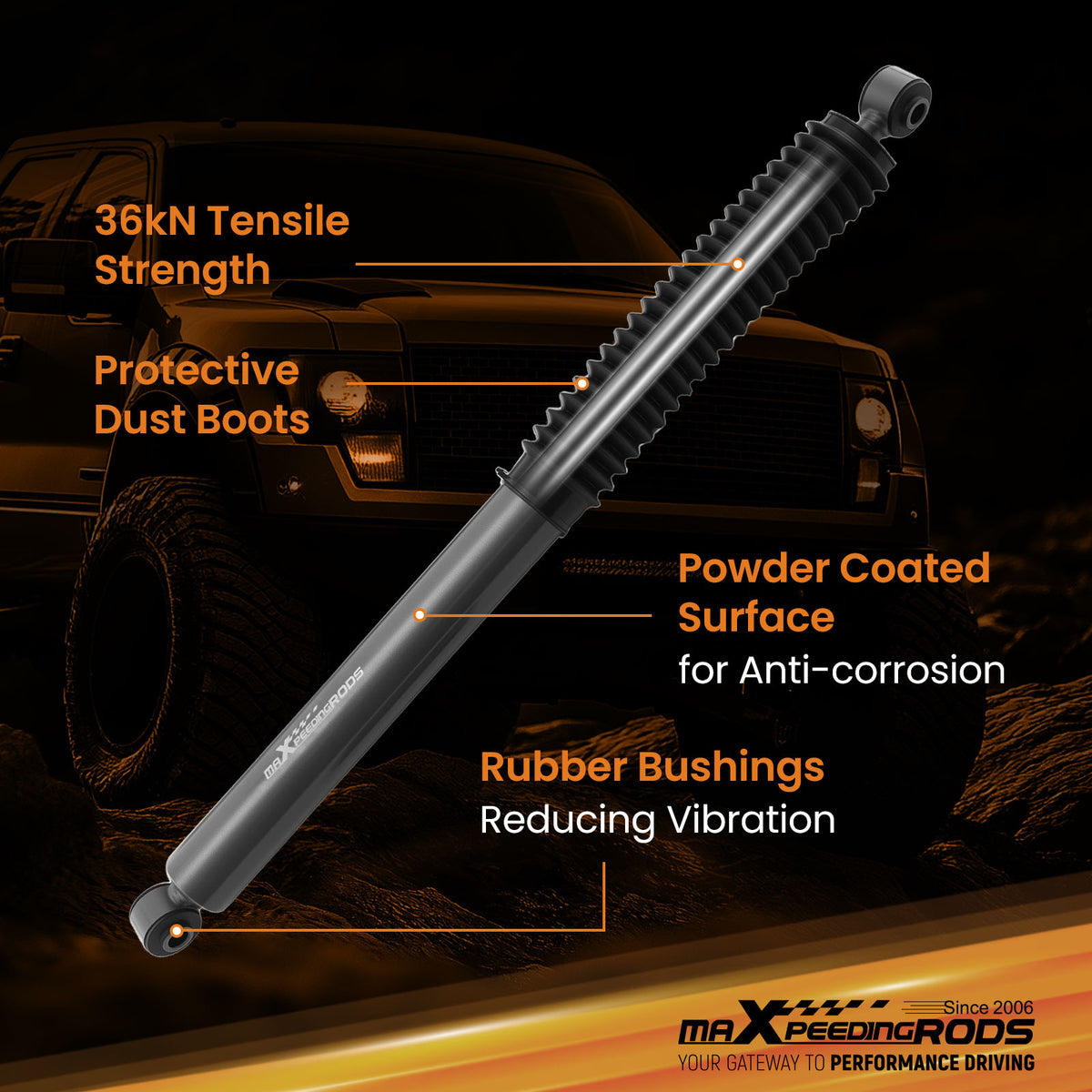 2Pack Rear Shock compatible For Ram 2500 2003-2013 2WD 4WD 3.5-6 Lift Kit Nitrogen
