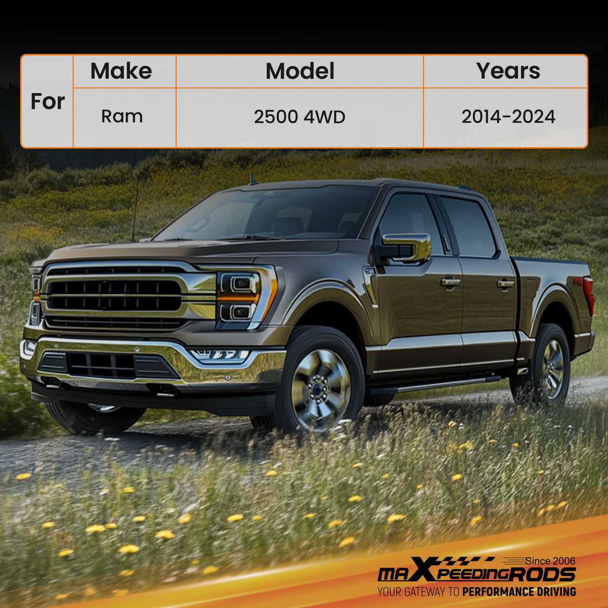 Front 2-4 Lift Shocks For 2014-2024 compatible For Dodge Ram 2500 4WD Twin Tube Nitrogen