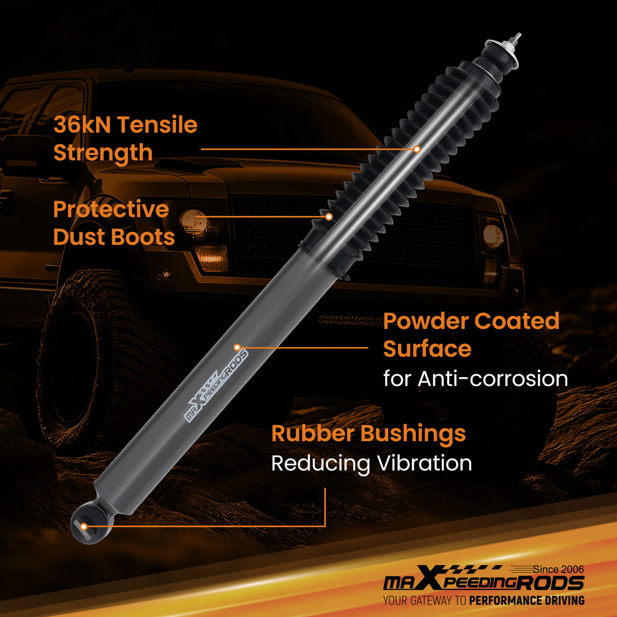 3.5-4.5 Lift Front Shock Absorbers compatible For Jeep Wrangler/Cherokee 84-06 Steel