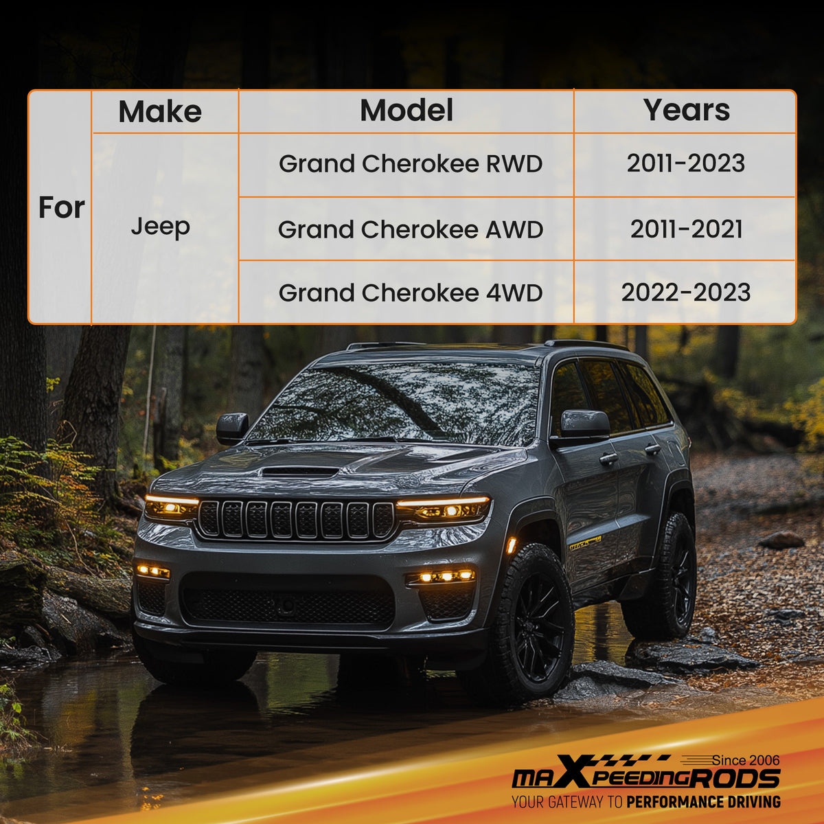 2.5 Rear Lift Shocks compatible For Jeep Grand Cherokee RWD AWD 4WD 2011-2023 Pair