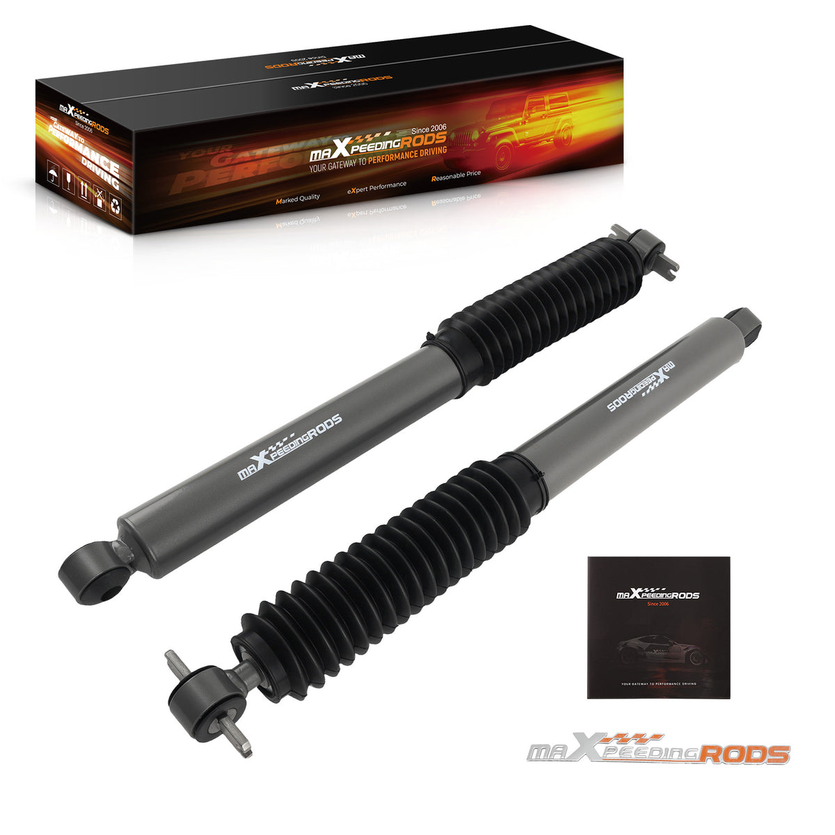 Lifted 0-4" Rear Shock Absorbers compatible For Jeep Cherokee XJ 84-01 Triple-chromed Rod