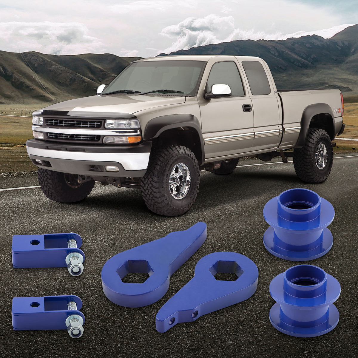 Adjustable 1-3 Front 2 Rear Lift Kit compatible For Chevy Tahoe Suburban 1500 2000-2006