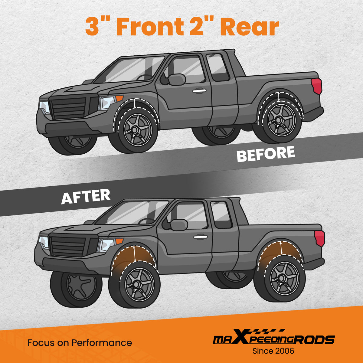 3 Front 2 Rear Leveling Lift Kit compatible For Nissan Frontier 2WD 4WD 2005-2023