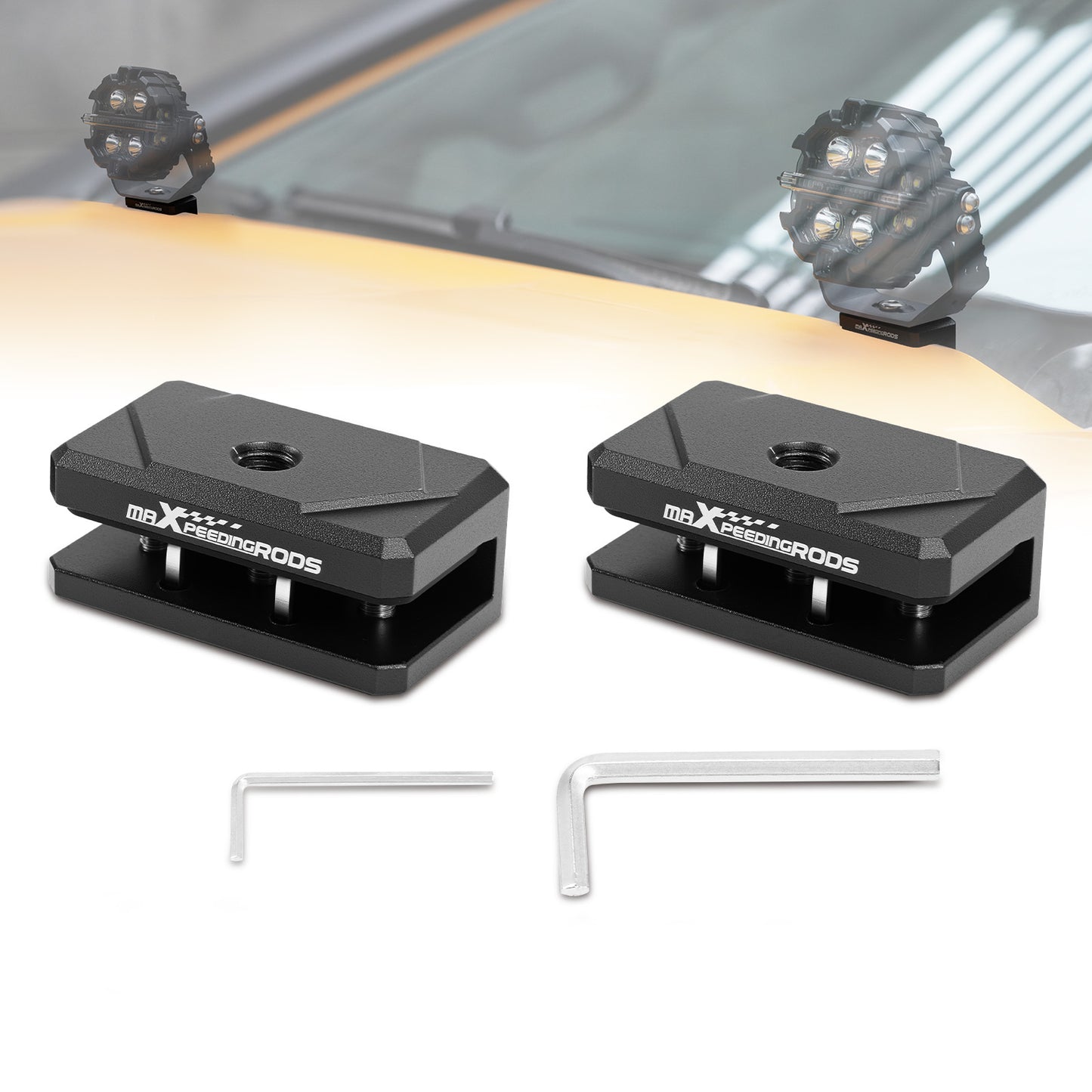 Universal Hood Ditch Light Brackets For Trucks Jeeps SUV LED Light Bar Mount M8